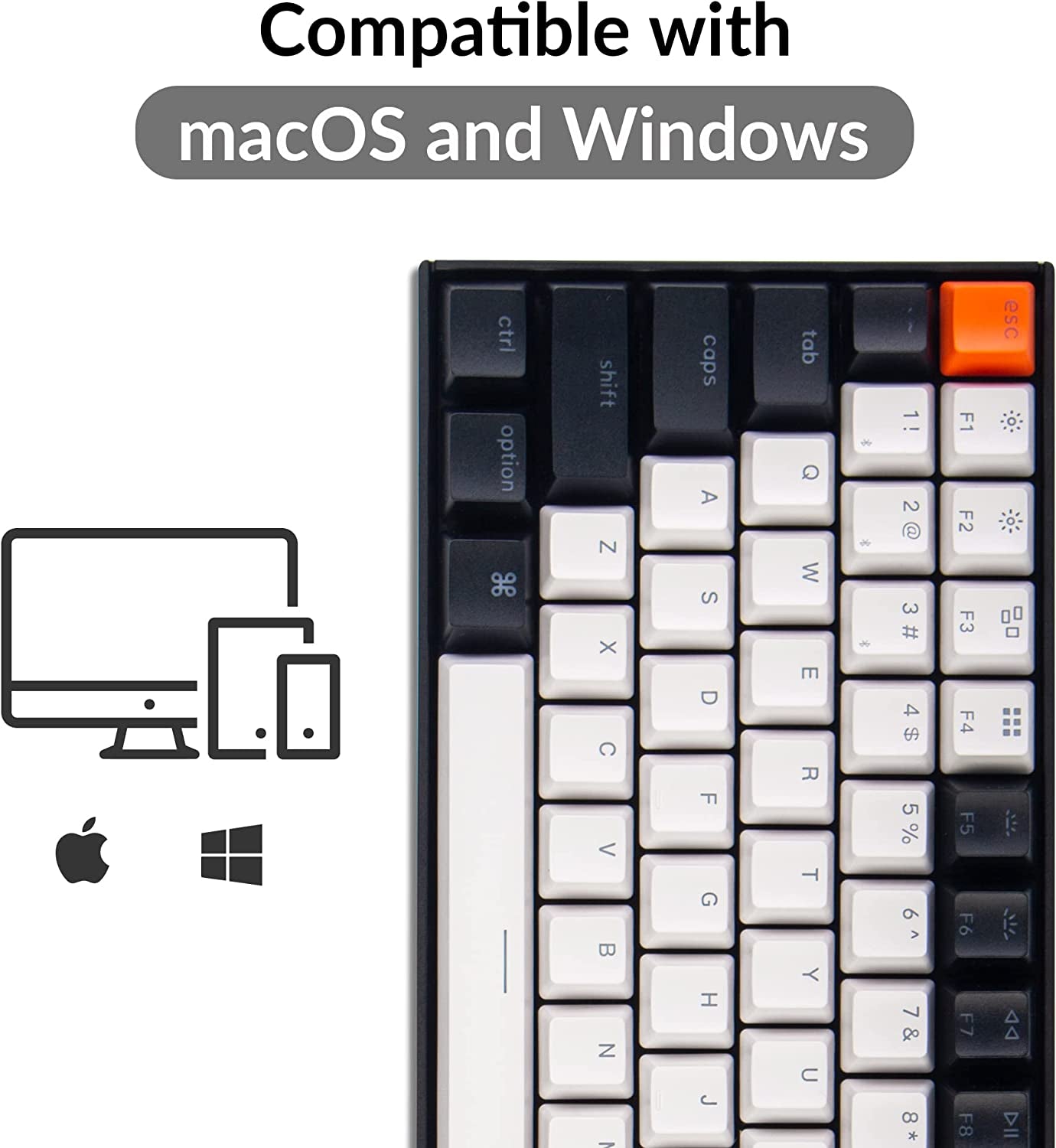 K2 75% Layout Hot-Swappable Bluetooth Wireless/Usb Wired Mechanical Keyboard with Gateron G Pro Blue Switch/Double-Shot Keycaps/Rgb Backlit 84 Keys Computer Keyboad for Mac Windows Version 2