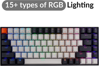 K2 75% Layout Hot-Swappable Bluetooth Wireless/Usb Wired Mechanical Keyboard with Gateron G Pro Blue Switch/Double-Shot Keycaps/Rgb Backlit 84 Keys Computer Keyboad for Mac Windows Version 2