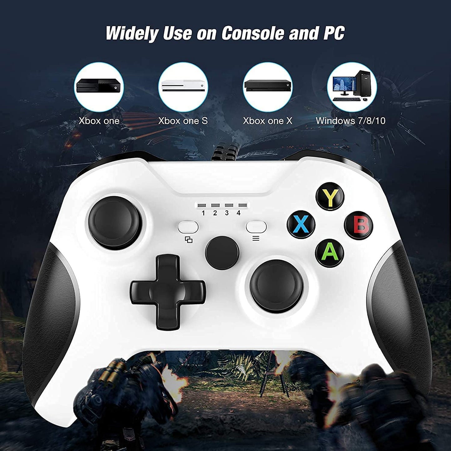 Controller Wired for Xbox One Xbox Wired Controller Gamepad with Headphone Jack for Xbox One/One S/One X/Series X/S/PC Windows 7/8/10 (White)