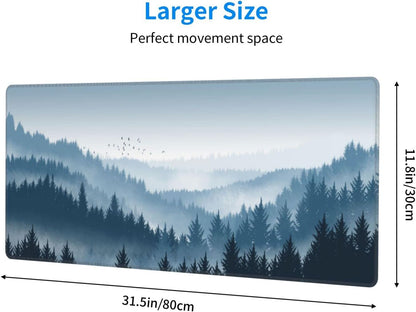 Misty Forest Gaming Mouse Pad XL, Non Slip Rubber Base Mousepad, Stitched Edges Desk Pad, Extended Large Mice Pad,31.5 X 11.8 Inch